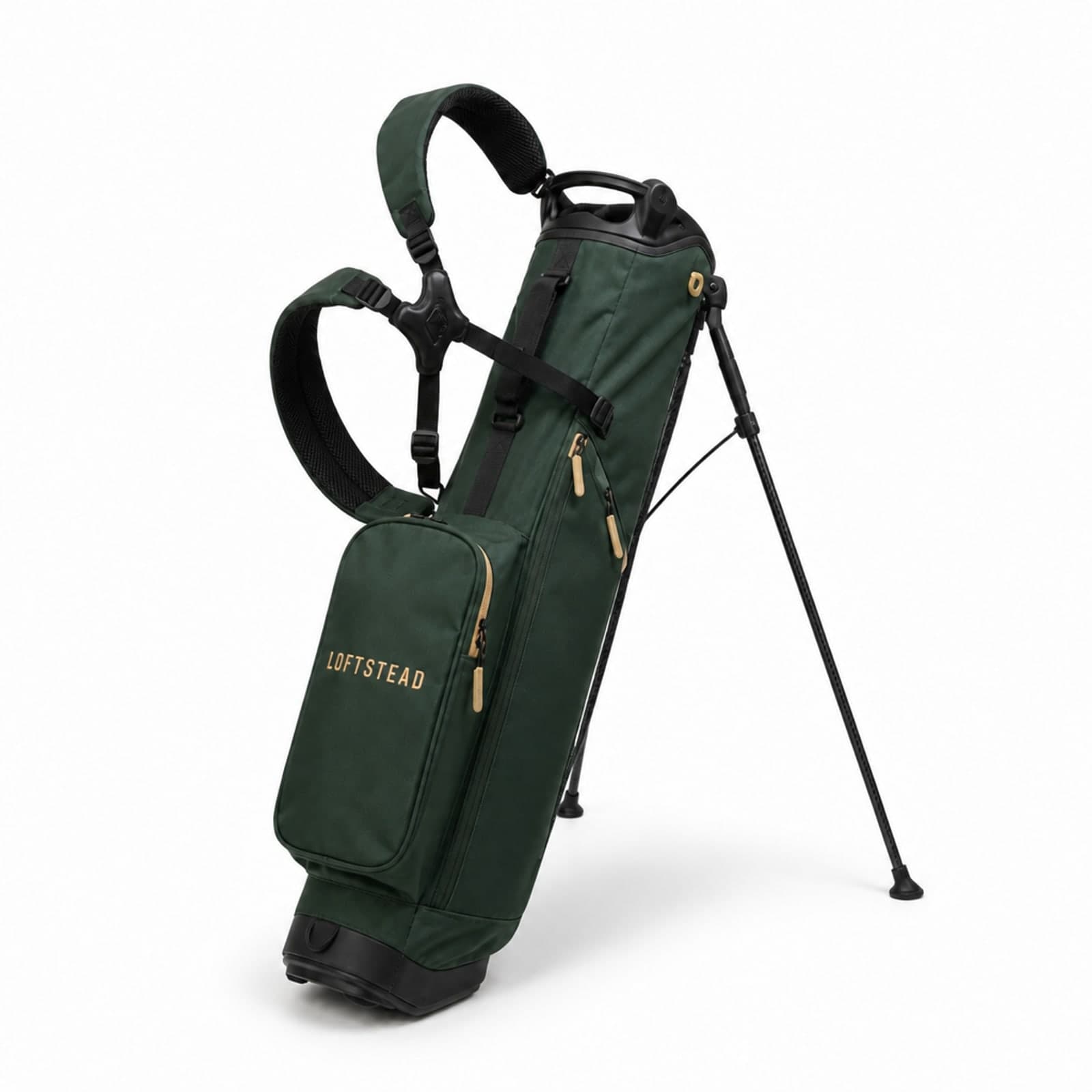 Loftstead Sunday Stand Bag with carbon legs deployed and the Loftstead name visible